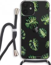 Case Company® - iPhone 12 mini hoesje met Koord - Tropische bladeren - Telefoonhoesje met Zwart Koord - Extra Bescherming aan alle Kanten en Over de Schermrand