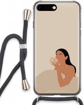 Case Company® - iPhone 8 Plus hoesje met Koord - Fresh coffee - Telefoonhoesje met Zwart Koord - Extra Bescherming aan alle Kanten en Over de Schermrand