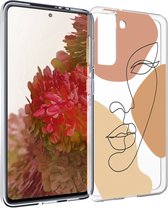 iMoshion Hoesje Geschikt voor Samsung Galaxy S21 Hoesje Siliconen - iMoshion Design hoesje - Transparant / Line Art Color Face