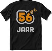 56 Jaar Feest kado T-Shirt Heren / Dames - Perfect Verjaardag Cadeau Shirt - Goud / Zilver - Maat XXL