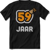 59 Jaar Feest kado T-Shirt Heren / Dames - Perfect Verjaardag Cadeau Shirt - Goud / Zilver - Maat XL