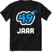 49 Jaar Feest kado T-Shirt Heren / Dames - Perfect Verjaardag Cadeau Shirt - Wit / Blauw - Maat S