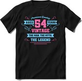 54 Jaar Legend - Feest kado T-Shirt Heren / Dames - Licht Blauw / Licht Roze - Perfect Verjaardag Cadeau Shirt - grappige Spreuken, Zinnen en Teksten. Maat M