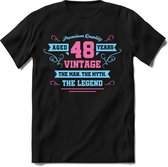 48 Jaar Legend - Feest kado T-Shirt Heren / Dames - Licht Blauw / Licht Roze - Perfect Verjaardag Cadeau Shirt - grappige Spreuken, Zinnen en Teksten. Maat XL