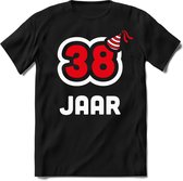 38 Jaar Feest kado T-Shirt Heren / Dames - Perfect Verjaardag Cadeau Shirt - Wit / Rood - Maat 3XL