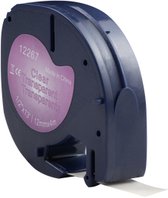 Dymo compatible Letratag 12267 (S0721530) tape, zwart op transparant, 12mm x 4 m