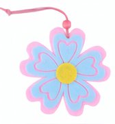 decoratiehanger bloem vilt 9,5 cm blauw/roze