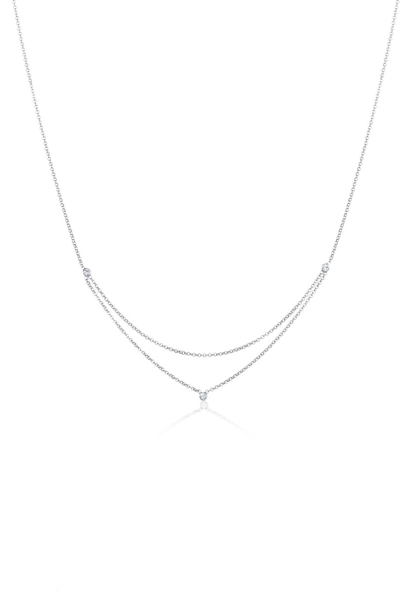 Elli - Halsketting - Dames Basis Laag Look met Kristallen in 925 Sterling Zilver - Dames