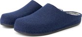 Travelin' Be-Home Heren Sloffen - Wollen Pantoffels - Instappers met rubberen zool - Navy Blauw - Maat 40