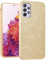 Casemania Hoesje Geschikt voor Samsung Galaxy A33 5G Goud - Glitter Back Cover