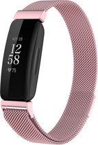 By Qubix Geschikt voor Fitbit Inspire 2 & Ace 3 Milanese bandje - Maat: Large - Rosé Goud Smartwatchbandje bandje Armband Polsband Strap Band