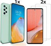 Coque Samsung Galaxy A72 Soft Nano Silicone Back Cover Gel Turquoise Avec 2x Protecteur d'écran en Verres