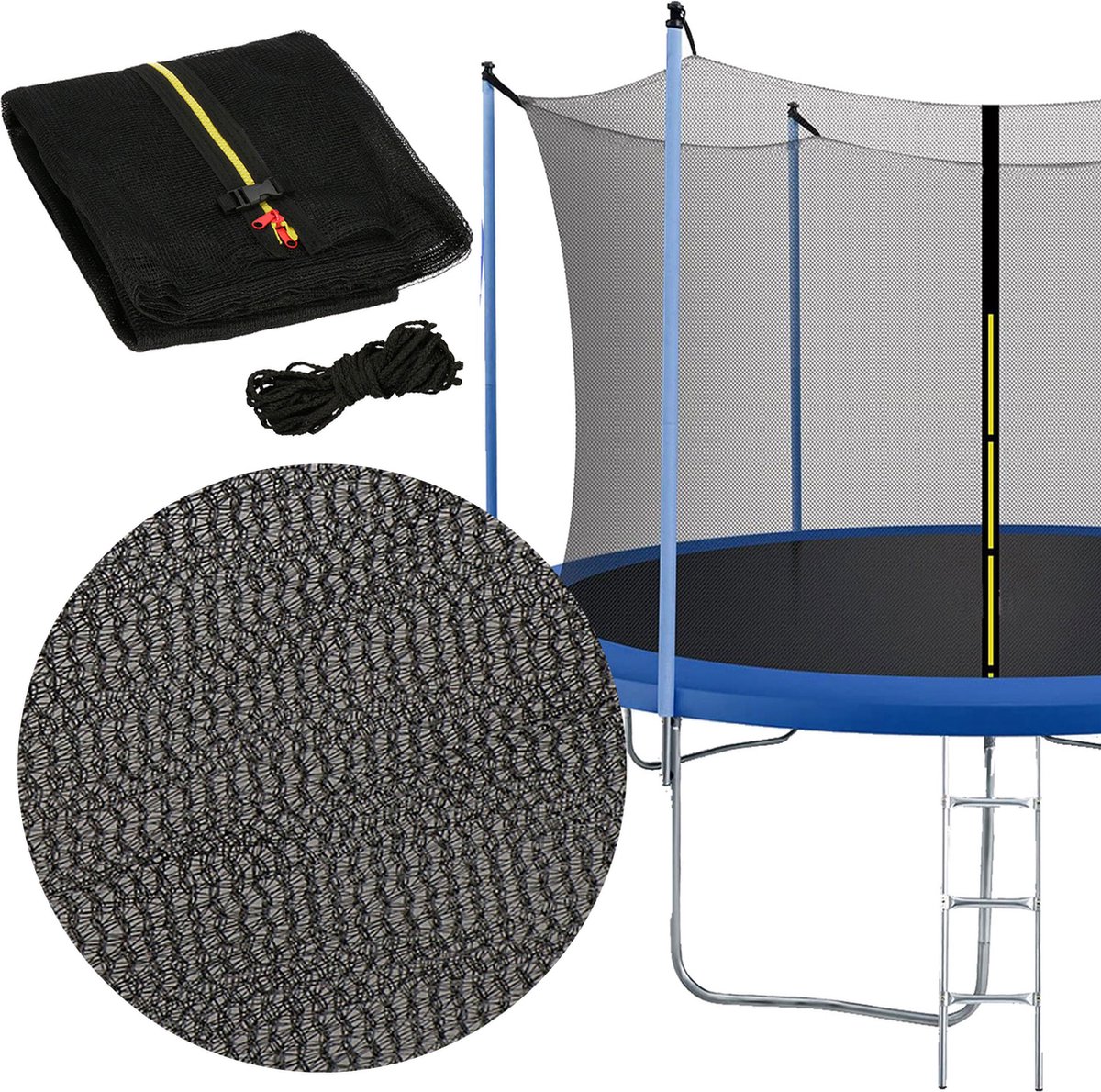 Springos Veiligheidsnet Trampoline | Trampoline Net | Geschikt voor 6 Palen | Ø 305 cm | Zwart – foto 8
