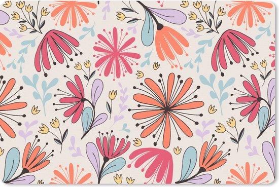 Muismat - Mousepad - Bloemen - Regenboog - Design - 27x18 cm - Muismatten