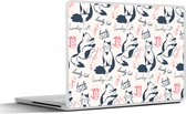 Laptop sticker - 13.3 inch - Patronen - Kat - Quote - Roze - Meisjes - Kinderen - Kids - 31x22,5cm - Laptopstickers - Laptop skin - Cover