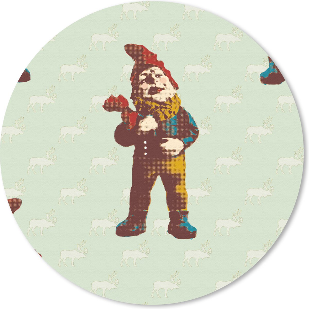 Muismat rond 50x50 cm - Mousepad Kabouter - Patronen - Tuin - Ronde muismatten