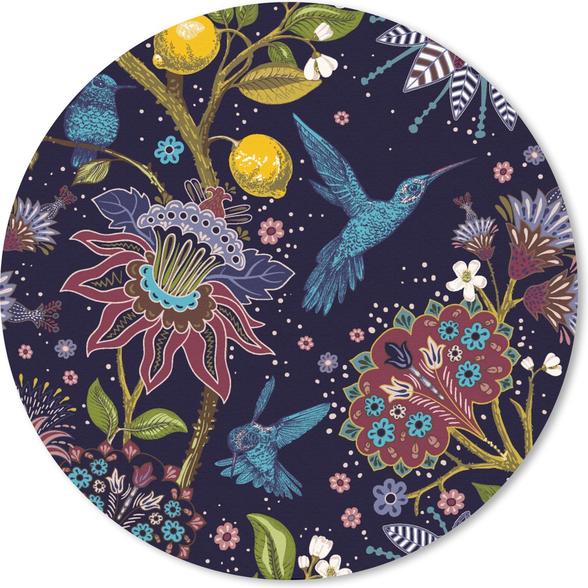 Muismat rond 30x30 cm - Mousepad Patronen - Vogel - Bloemen - Ronde muismatten