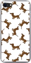 Geschikt voor iPhone SE 2020 hoesje - Patronen - Hond - Teckel - Jongens - Meisjes - Kinderen - Kind - Siliconen Telefoonhoesje