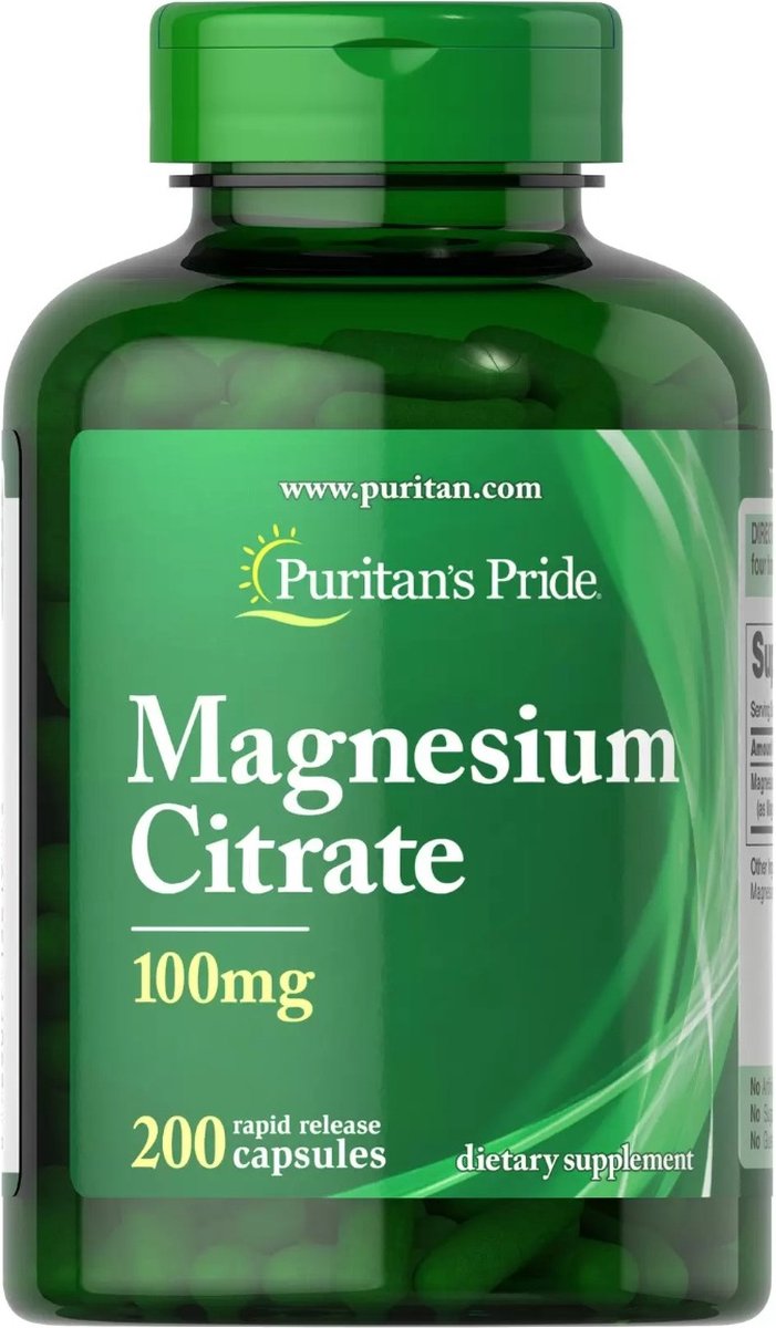 Puritan's Pride Magnesium Citrate 100 mg 200 Capsules