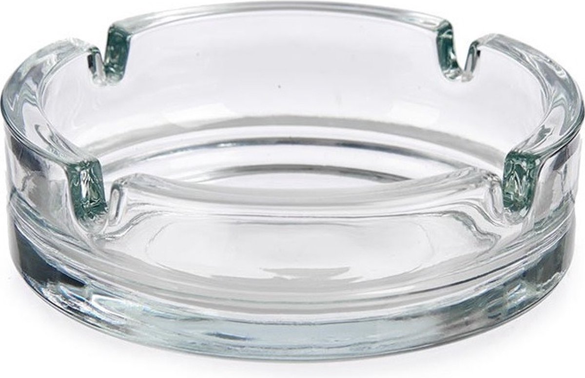 Goedkoopste Vivalto Set van 2x stuks asbakken - van transparant glas - Diameter 10.5 x Hoogte 3.5 cm