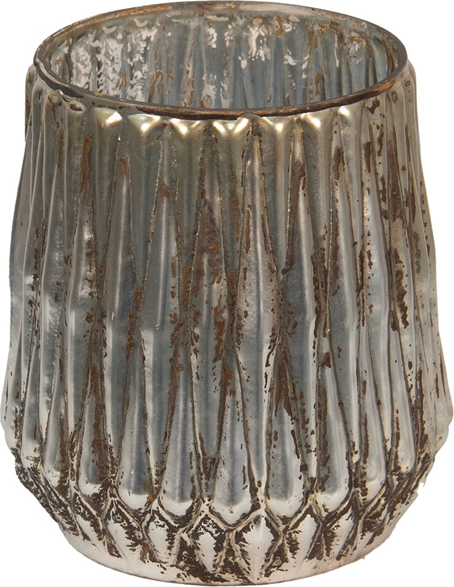 Clayre & Eef Theelichthouder Ø 15x17 cm Goudkleurig Glas Waxinelichthouder