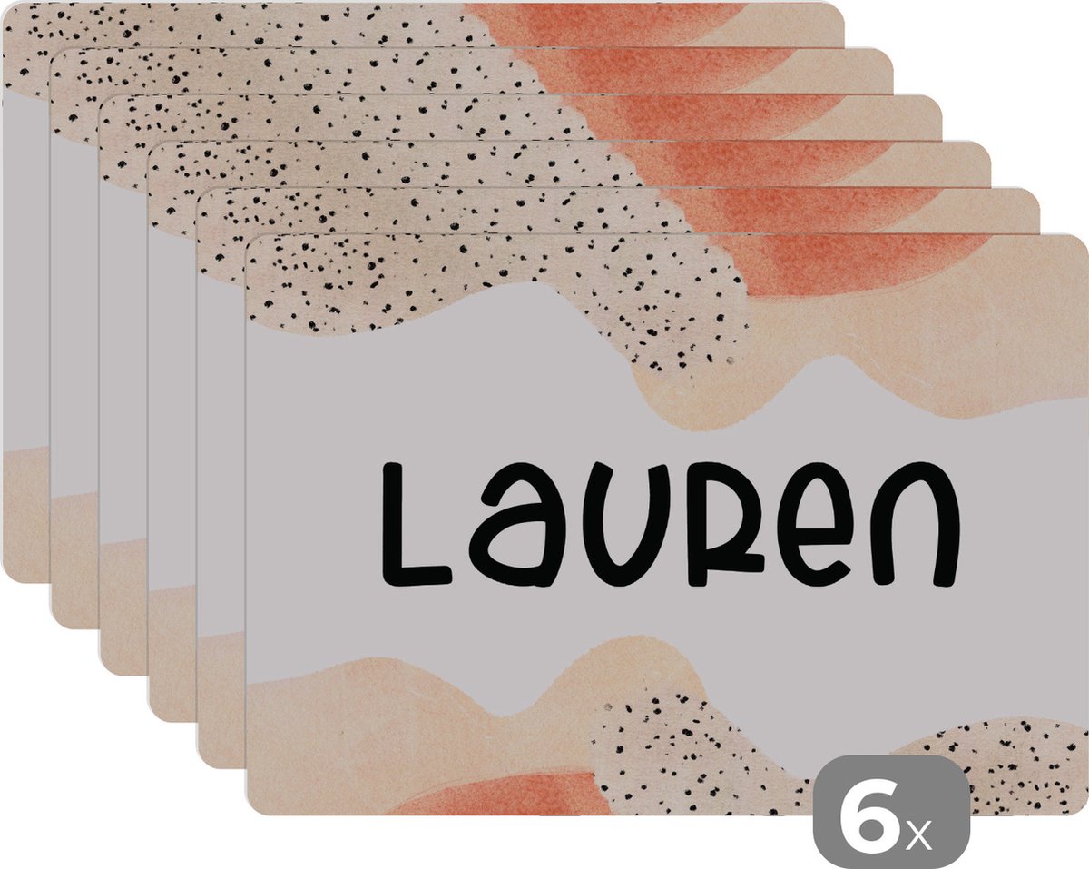 Placemat - Placemats kunststof - Lauren - Pastel - Meisje - 45x30 cm - 6 stuks - Hittebestendig - Anti-Slip - Onderlegger - Afneembaar
