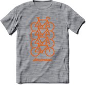 Amsterdam Fiets Stad T-Shirt | Souvenirs Holland Kleding | Dames / Heren / Unisex Koningsdag shirt | Grappig Nederland Fiets Land Cadeau | - Donker Grijs - Gemaleerd - 3XL