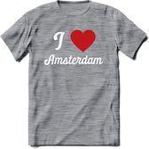 I Love Amsterdam T-Shirt | Souvenirs Holland Kleding | Dames / Heren / Unisex Koningsdag shirt | Grappig Nederland Fiets Land Cadeau | - Donker Grijs - Gemaleerd - XL