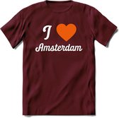 I Love Amsterdam T-Shirt | Souvenirs Holland Kleding | Dames / Heren / Unisex Koningsdag shirt | Grappig Nederland Fiets Land Cadeau | - Burgundy - S