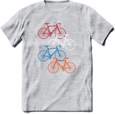 Amsterdam Bike City T-Shirt | Souvenirs Holland Kleding | Dames / Heren / Unisex Koningsdag shirt | Grappig Nederland Fiets Land Cadeau | - Licht Grijs - Gemaleerd - XL