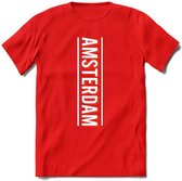 Amsterdam T-Shirt | Souvenirs Holland Kleding | Dames / Heren / Unisex Koningsdag shirt | Grappig Nederland Fiets Land Cadeau | - Rood - XXL