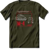 M4 Sherman leger T-Shirt | Unisex Army Tank Kleding | Dames / Heren Tanks ww2 shirt | Blueprint | Grappig bouwpakket Cadeau - Leger Groen - M