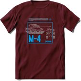 M4 Sherman leger T-Shirt | Unisex Army Tank Kleding | Dames / Heren Tanks ww2 shirt | Blueprint | Grappig bouwpakket Cadeau - Burgundy - XL