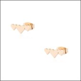 Aramat jewels ® - Aramat jewels-zweerknopjes-oorbellen 3 hartjes zweerknopjes goudkleurig chirurgisch staal 11mm