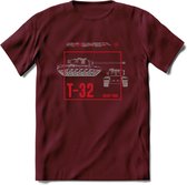 T32 Heavy tank leger T-Shirt | Unisex Army Tank Kleding | Dames / Heren Tanks ww2 shirt | Blueprint | Grappig bouwpakket Cadeau - Burgundy - XXL