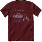 A34 Comet leger T-Shirt | Unisex Army Tank Kleding | Dames / Heren Tanks ww2 shirt | Blueprint | Grappig bouwpakket Cadeau - Burgundy - XXL