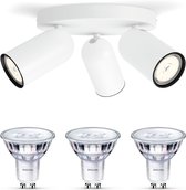 Philips myLiving Pongee Opbouwspot White GU10 - 3 LED Scene Switch Lampen - Wit Licht 50W - Dimbare Plafondspots - Wit
