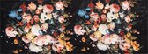 Clayre & Eef Tafelloper 35*180 cm Zwart, Rood, Geel Polyester Rechthoek Bloemen Tafelkleed Loper Tafeltextiel