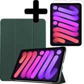 iPad Mini 6 Hoes Book Case Met Screenprotector - iPad Mini 6 Hoesje Cover Case - Donker Groen