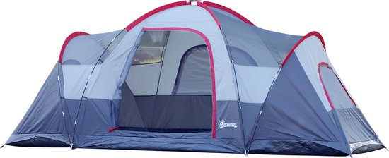 Sneeuwstorm hulp poort Outsunny Tent voor 5-6 personen campingtent tunneltent koepeltent polyester  grijs A20-132 | bol.com
