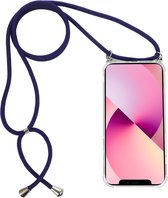 H.K. backcover/achterkant/hoesje met koord donkerblauw Samsung Galaxy A22 5G + Glasfolie