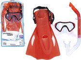 Bestway - snorkelset - volwassenen - met zwemvliezen 37-41 - rood