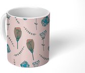 Mok - Koffiemok - Meisjes - Bloemen - Planten - Patronen - Girl - Kids - Kinderen - Meid - Mokken - 350 ML - Beker - Koffiemokken - Theemok