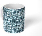 Mok - Koffiemok - Stippen - Blauw - Wit - Patronen - Mokken - 350 ML - Beker - Koffiemokken - Theemok