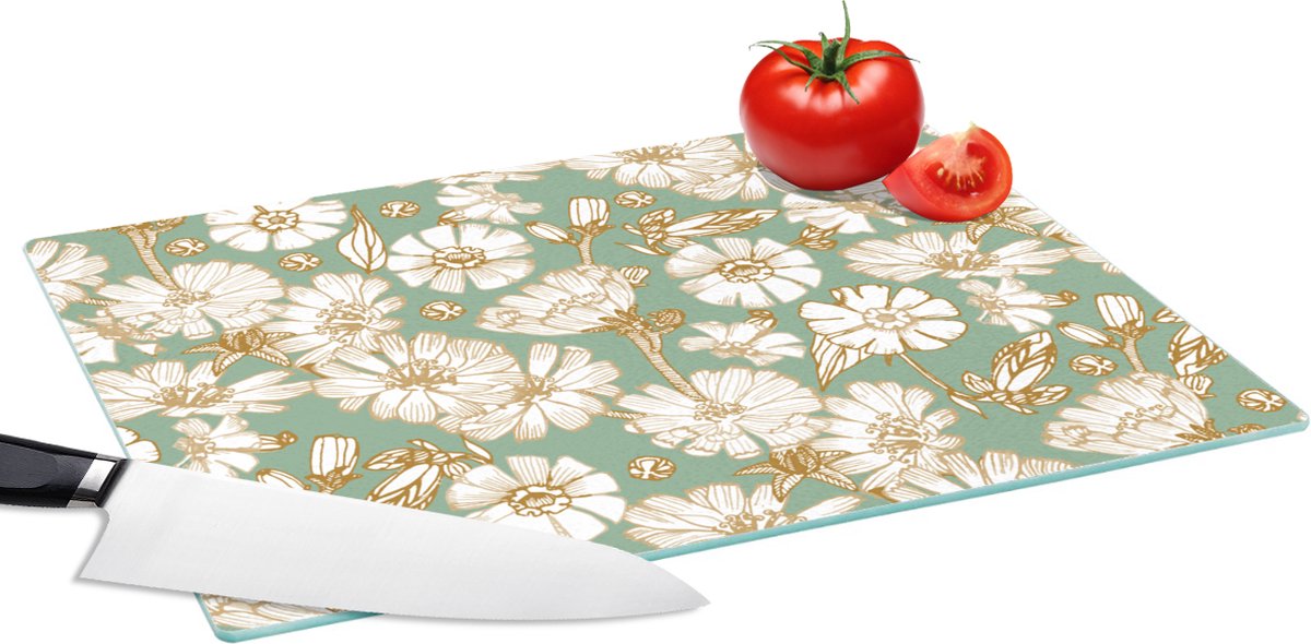 Glazen Snijplank - 39x28 - Bloem - Art nouveau - Design - Snijplanken Glas