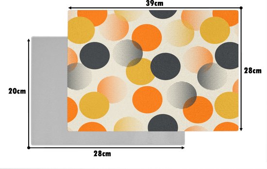 Glazen Snijplank - 39x28 - Polkadot - Design - Retro - Oranje - Snijplanken Glas