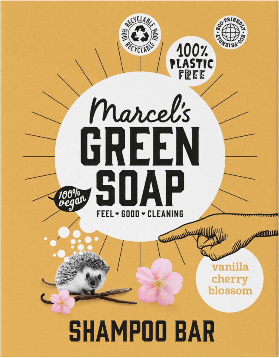 3x Marcel's Green Soap Shampoobar Vanilla & Cherry Blossom 90 gr