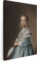 Artaza Canvas Schilderij Portret van een Meisje in het Blauw - Johannes Cornelisz. Verspronck - 60x80 - Kunst - Canvas Print - Muurdecoratie