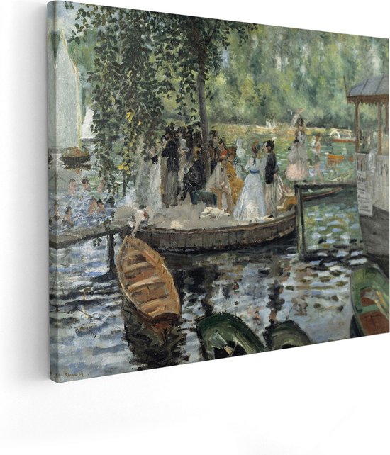 Artaza Canvas Schilderij La Grenouillère - Claude Monet en Piere-Auguste Renoir - 100x80 - Groot - Kunst - Wanddecoratie Woonkamer