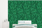 Behang - Fotobehang Groen - Patroon - Zomer - Breedte 275 cm x hoogte 220 cm